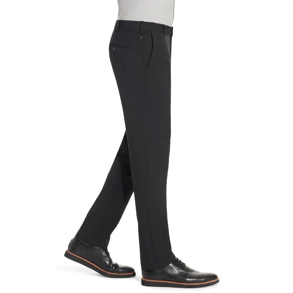 Van Heusen Men's Flex 3 Flat Front Straight Leg Dress Pant Slim Fit 38x29 Black